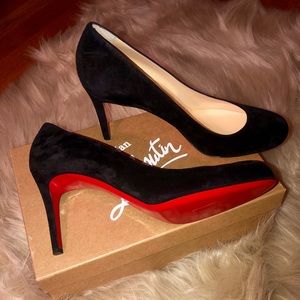 Black suede Christian Louboutin heels